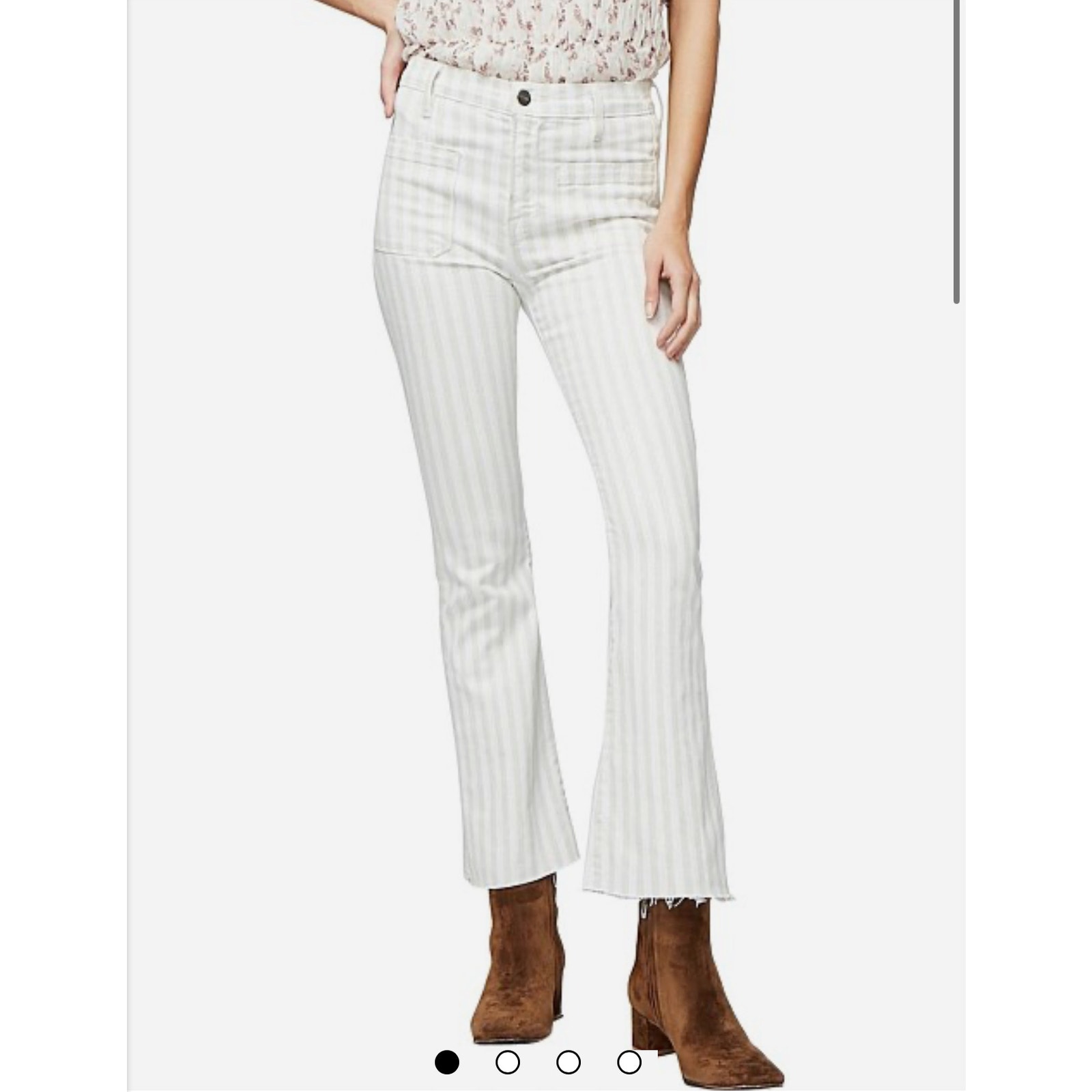 Frame Denim Le Bardot Stripe Crop Flare Jeans Courtyard Nautical Size 31 Nwot